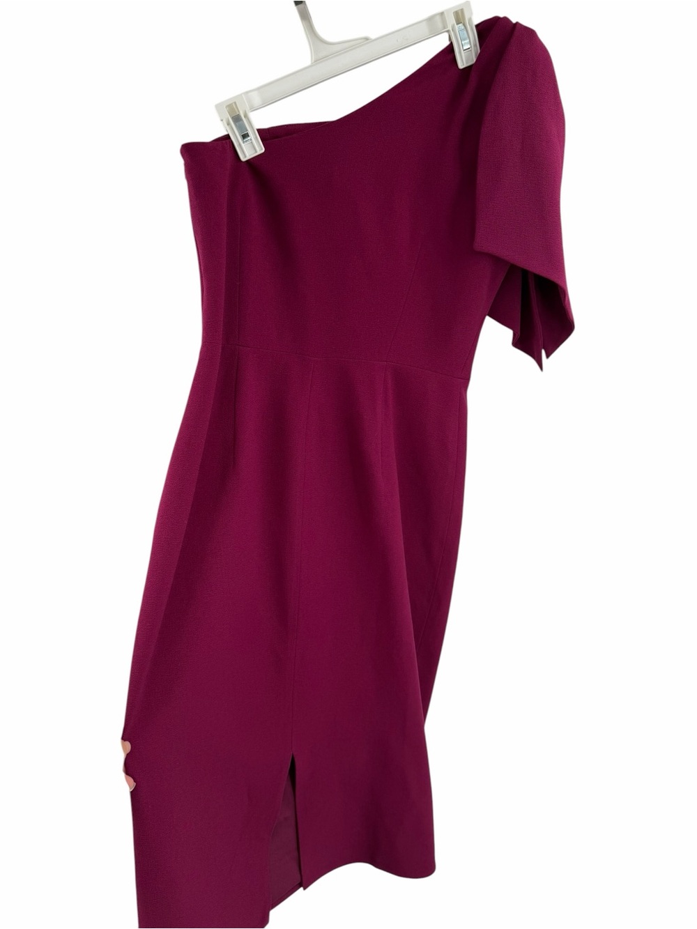 Dress the Population Tiffany One Shoulder Midi Dress Dark Magenta Size Large - Picture 3 of 8